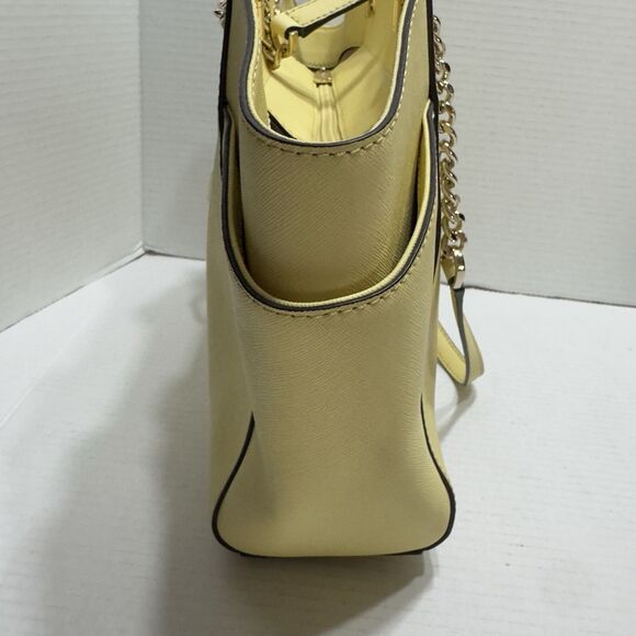 Michael Kors Jet Set Chain Large Shoulder Tote Yellow Saffiano Leather Bag Purse - Picture 4 of 14